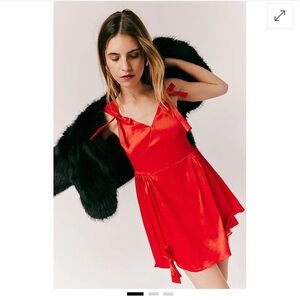 TACH Free People Luna Red Mini Dress with bows XS